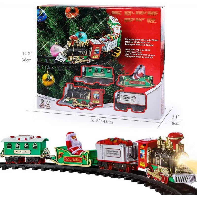 Christmas Train Set With Lights Sounds Railway Tracks Sets Locomotive Engine Fo Christmas Tree Gift For Kids Train Toy Car