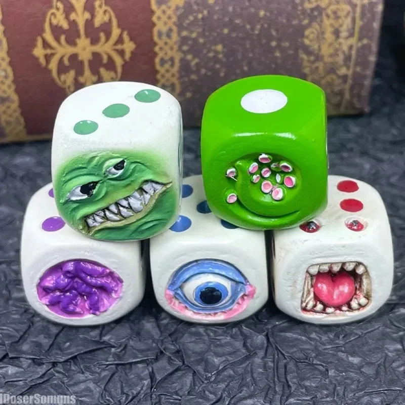 5PCS Devil's Dice Resin Ornaments Home Tabletop Games Funny Decorations Creative Halloween Small Ornaments