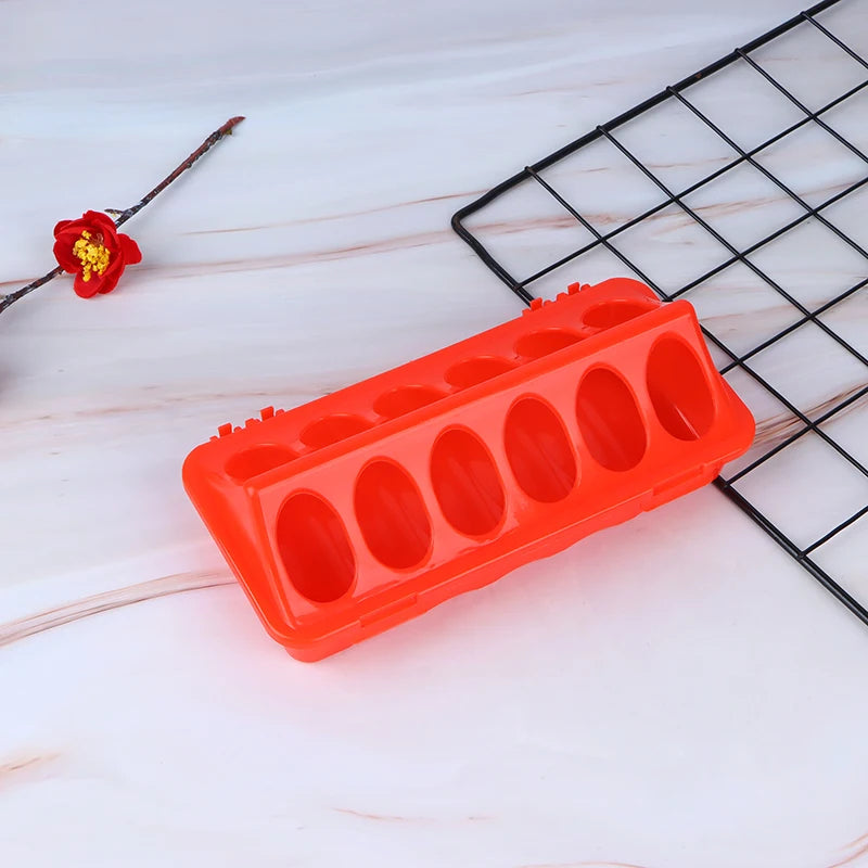 1 Pc Double Row 12/18 Holes Poultry Ground Feeder Plastic Clamshell Feeding Chicken Groove Farm Breeding Supplies