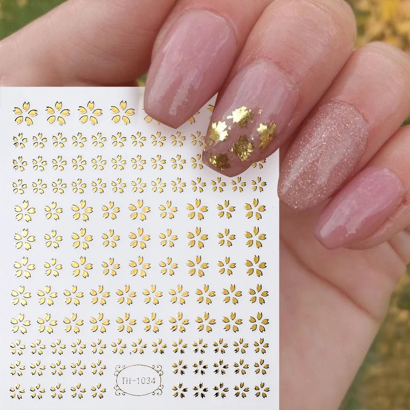 Sliver Stars Nails Stickers 3D Laser Stylish Adhesive Nail Sticker Manicure Decoration Nail Stickers for Nails Nail charms