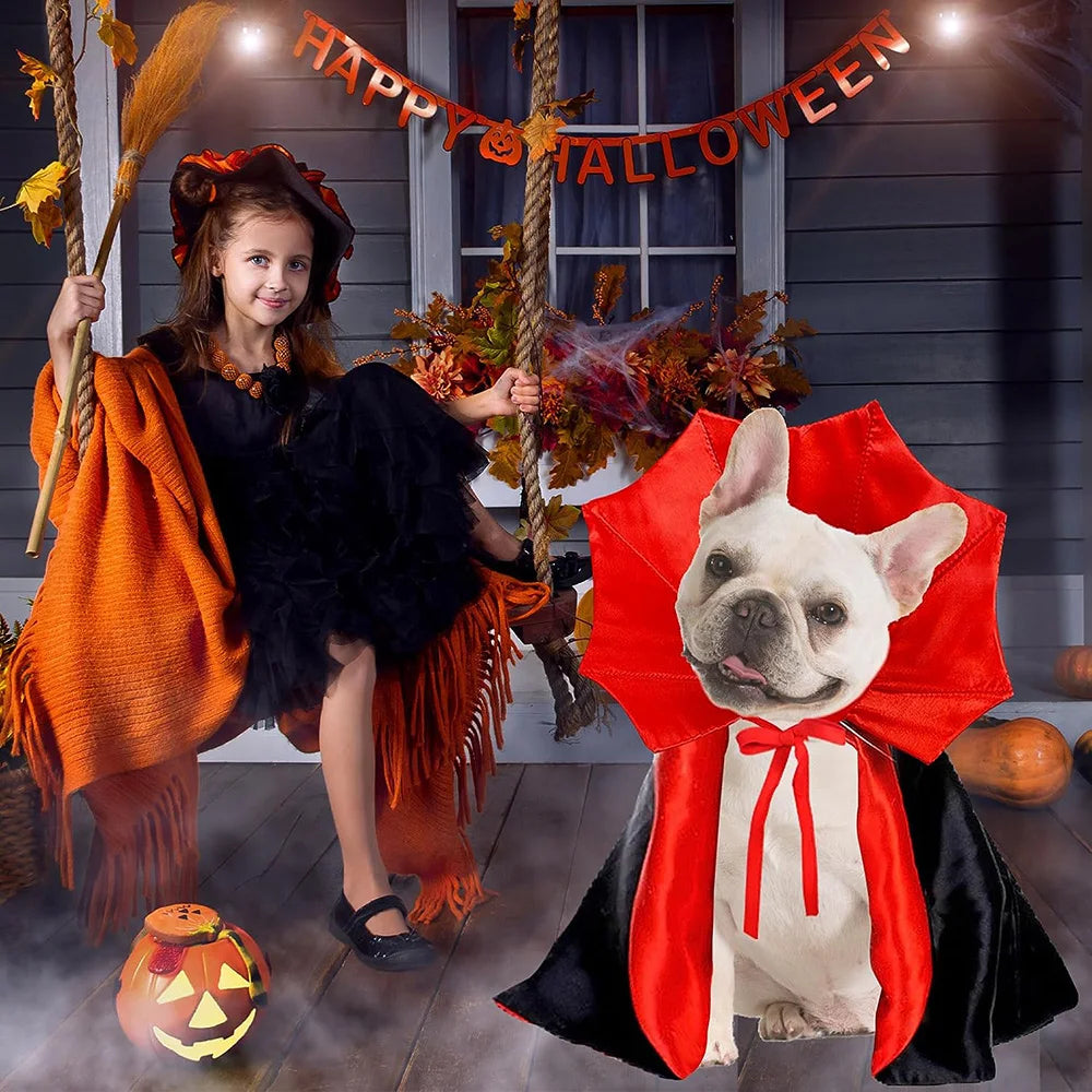 Dog Halloween Costumes Vampire Cloak Costume Funny Dog Devil Costume Cape Halloween Costumes Pet Cat Dog Festival Party Clothing