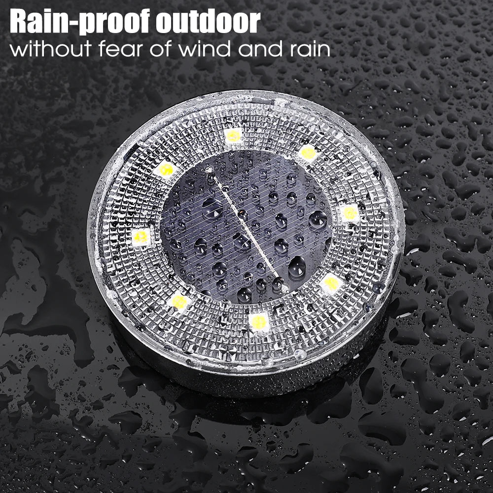 LED Solar Disk Light Outdoor Garden Lawn Waterproof Underground Lamps Spotlight Buried Lights Floor Under Ground Spot Lamp Decor