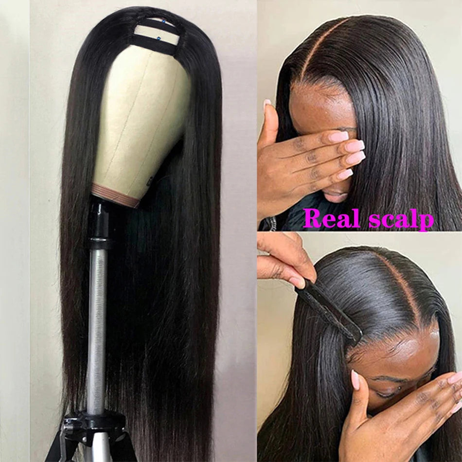 Straight Wigs Cheap U Part Wig Brazilian Human Hair Wigs For Women Virgin Hair Hot Sale Middle U Shape Wig 180 Density Wholesale