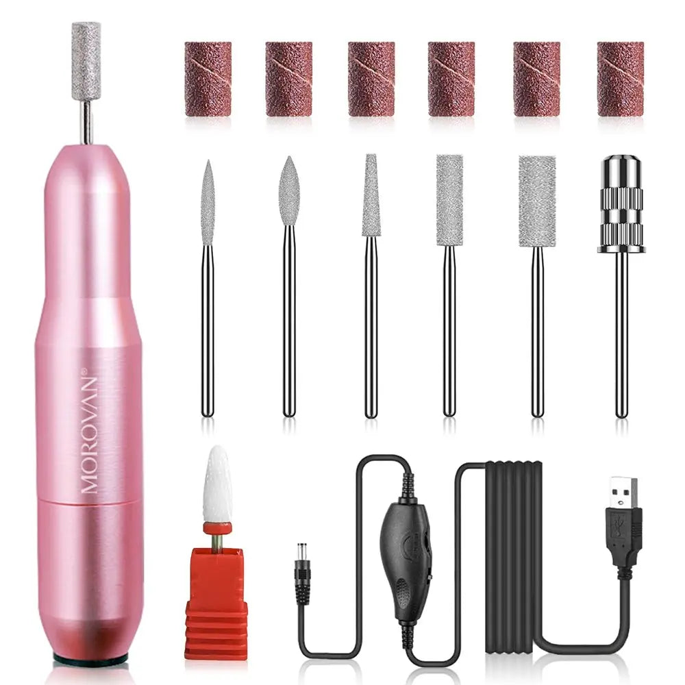 Nail Drill - Professional Electric Nail Drill File Machine Portable Electric Nail Filer with Nail Drill Bits Sanding Bands