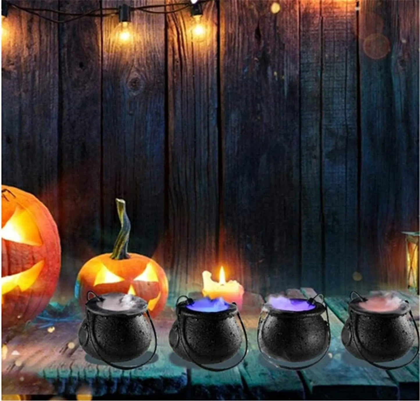 Halloween Mist Witch Pot,Witch Cauldron Fog Maker Water Fountain Fog Machine Colorful Changing Light Halloween Party Decoration