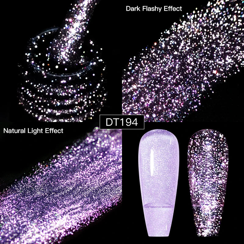 MEET ACROSS Sparkling Rose Pink Reflective Glitter Gel Nail Polish 7ML Nail Gel Manicure Semi Permanent UV LED Varnish Nail Art