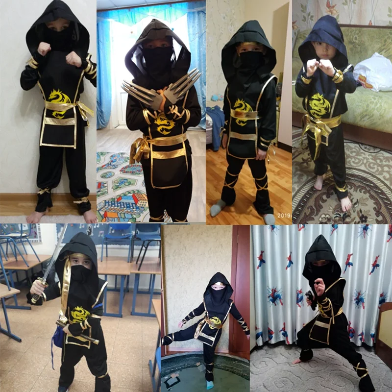 Ninja Costume Boy Halloween Kids Costume Boy Ninja Muscle Costume with Ninja Foam Accessories Best Children Gift