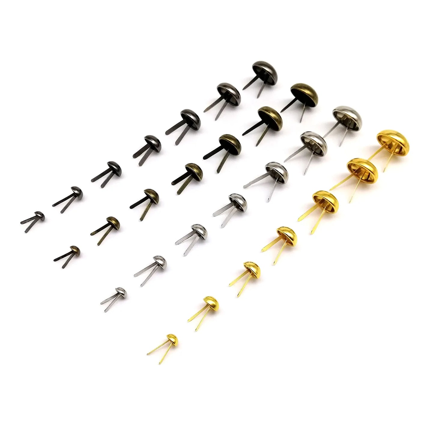 50pcs 6mm to 20mm Two-legged Feet Pierced Rivet Stud Spike Spot Nail for Leather Craft Bag Handbag Bottom Protect DIY Hand Work