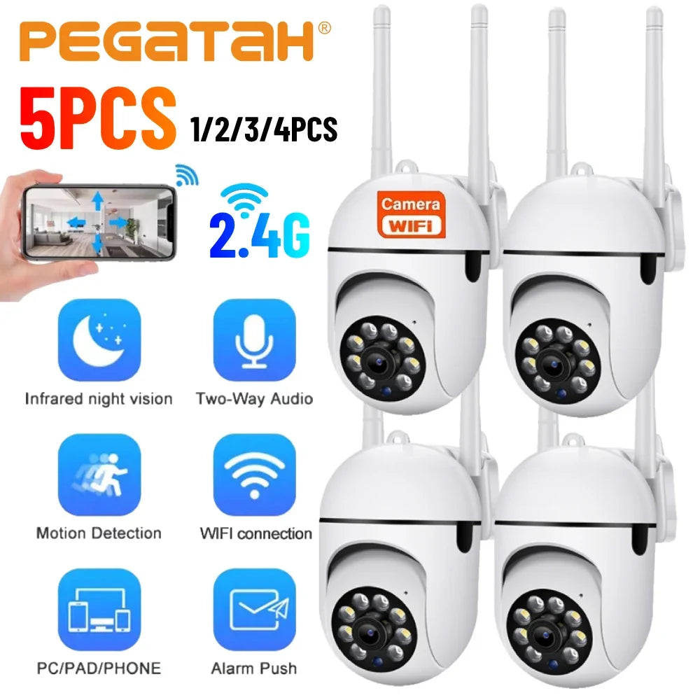 1-5PCS 2.4G IP WiFi Camera 360° Rotate Anti-theft Monitor Security Surveillance Camera Auto Tracking Two Way Audio Outdoor Cam