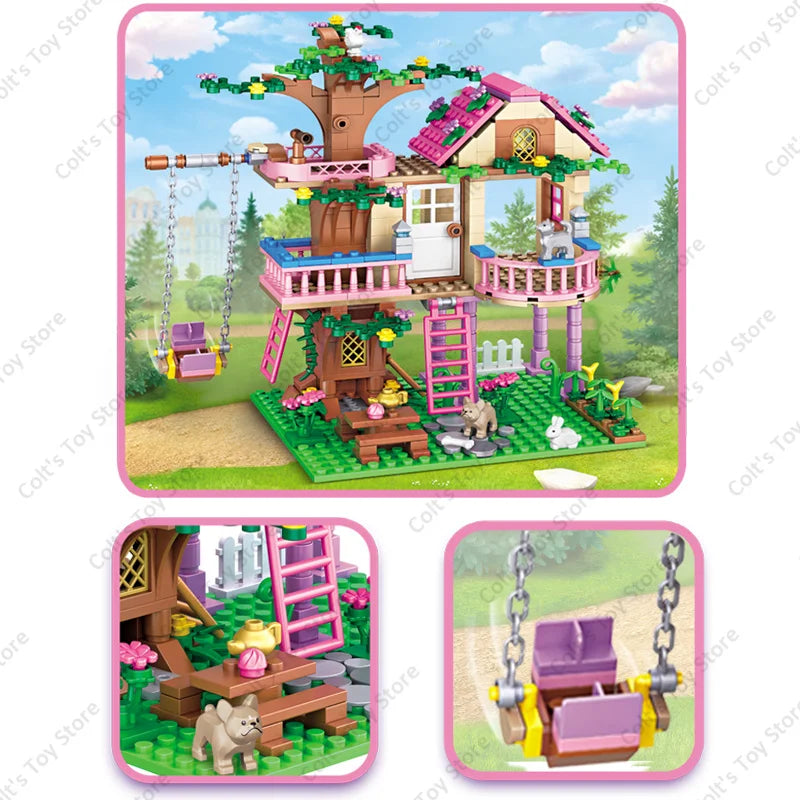 Girls Friendship Tree House Building Blocks Villa Castle Model Girl's Figure Doll Toy Wholesale And Retail Compatible Brick Gift