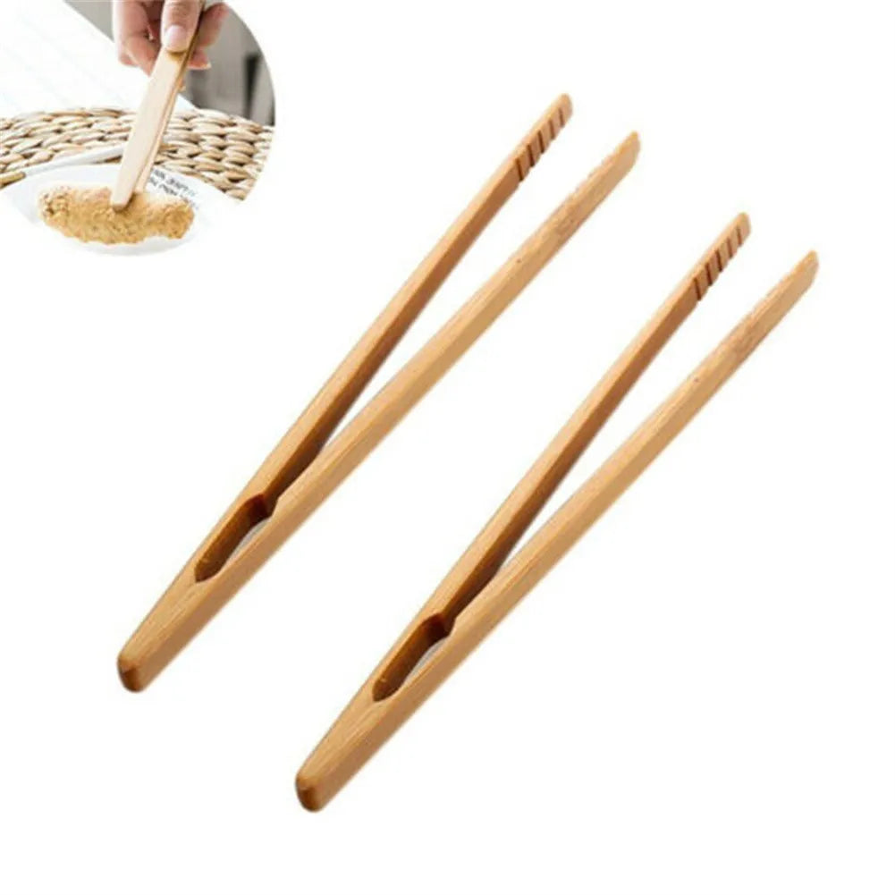 Hot Sale 2Pcs Wooden Tea Clip Bamboo Kitchen Salad Food Toast Tong Tweezer Bacon Sugar Ice Tea Utensil Teaware Accessories