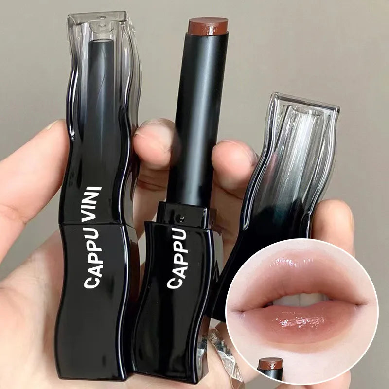 Clear Lip Glaze Jelly Mirror Nude Brown Lipstick Long Lasting Moisturizing Waterproof Non-stick Cup Transparent Lip Gloss Makeup