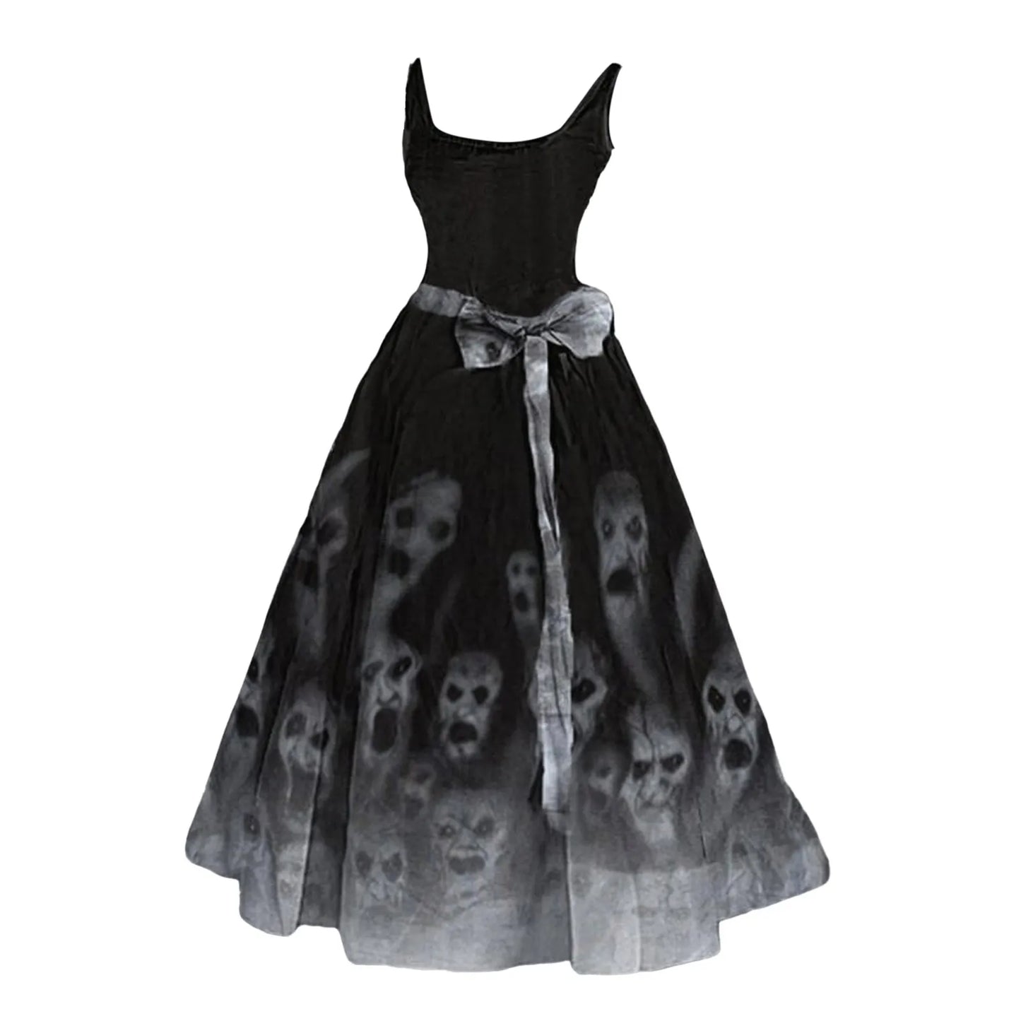 Halloween Scary Costumes Prom Dress For Women Bloody Print Flared Puffy Sleeveless Tunic Cocktail Dress Wedding Guest Dresses