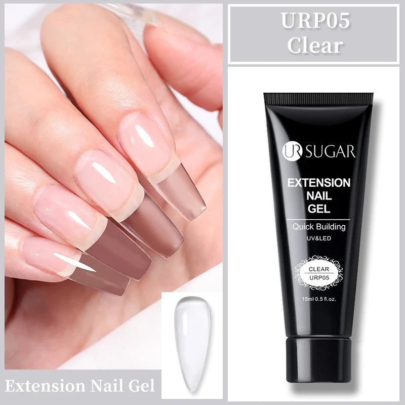 UR SUGAR 15ml Nude Pink Quick Extension Nial Gel Milky Jelly White Nail Gel Polish Semi Permanent Varnish UV LED Extension Gel