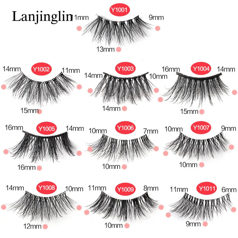 Half Eey Lashes 3/5/10 Pairs New Faux Mink Lashes Natural False Eyelashes Wispy Fluffy Eyelash Extension Makeup Half Lashes Tool