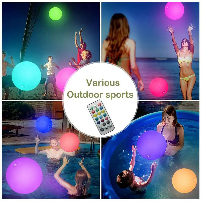 40cm Large Led Beach Ball With Remote Control 13 Colors With Inflation Pump For Sum&mer Fun Outdoor Games Decorations Pool Party