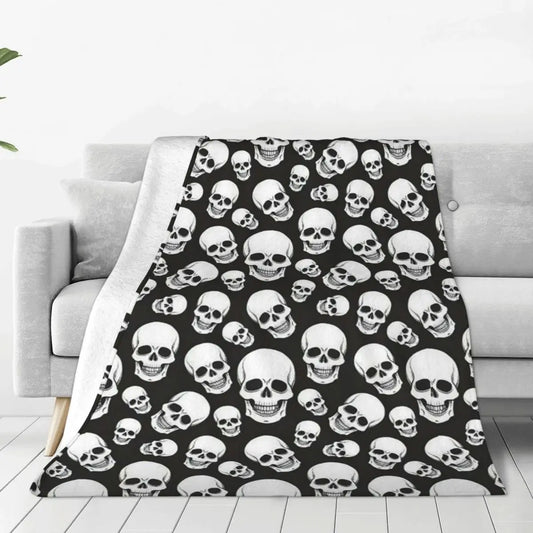 Gothic Death Skull Flannel Throw Blanket Blanket for Sofa Office Lightweight Bedding Throws