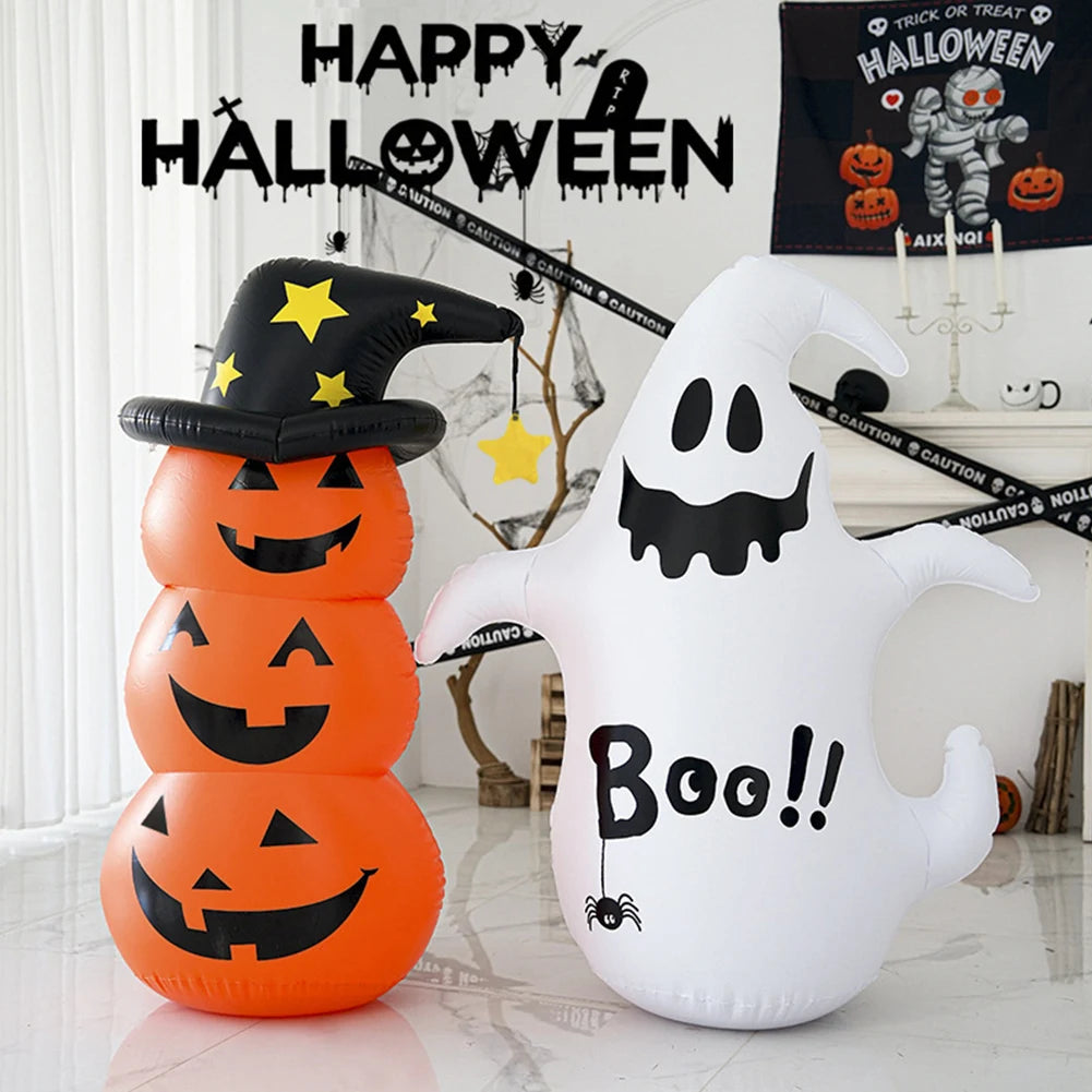 Halloween Standing Inflatable Pumpkin Windproof Ghost Pumpkin Model Halloween Decoration for Festival Theme Outdoor Party