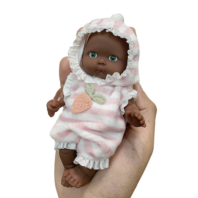 Reborn Baby Dolls Finished Mini Doll 12cm Clothes Education Toy Simulated Baby Reborn Toddler Kit Boy and Girl Blue Eye