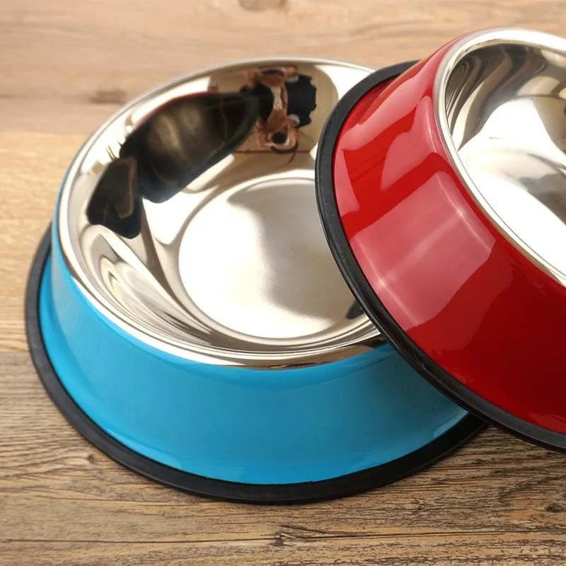 5 Colors Stainless Steel Dog Bowls,Lovely Pet Food Water Drink Dishes Feeder For Cat Puppy Dog Pet Feedersr Bowls Supplies