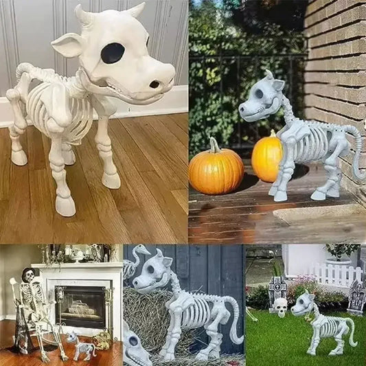 Halloween Cow Skeleton Decoration Mini Desktop Cow Skeleton Removable Articulated Cow Skeleton Halloween Bull Skeleton Statue