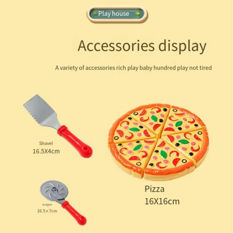 Simulation Pizza Cutting Toy Pretend Play Pizza Set Fast Food Cooking Kitchen Toy for Kids Gifts Educational Montessori Toys