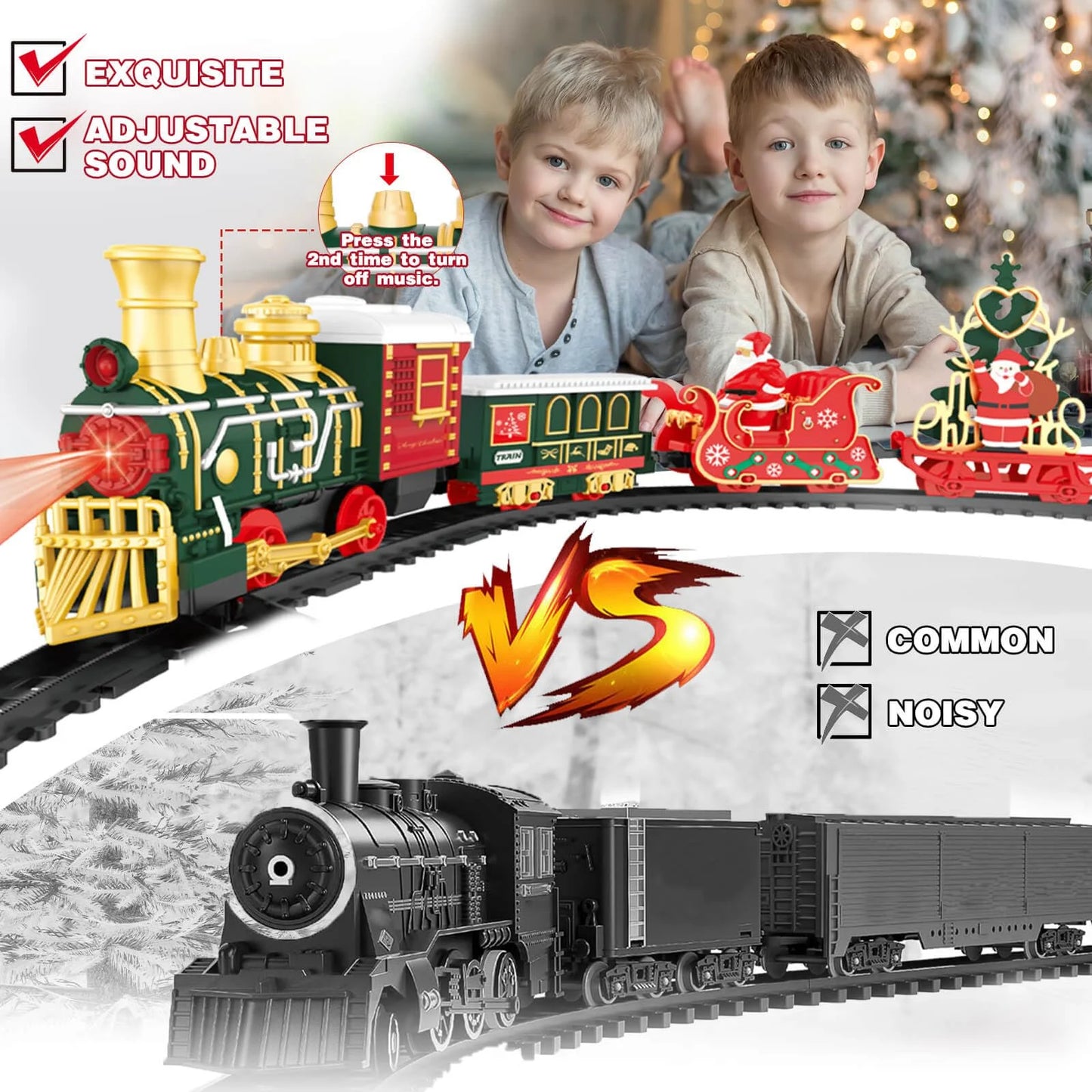 Track Cars Toys Christmas Gifts Electric Toy Train Set Children's Railway Locomotive Classic Steam Trains Car Vehicle Models Kid