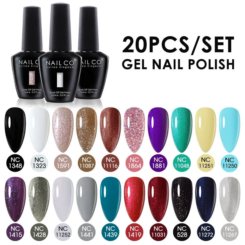 NAILCO 15ml 10/20pcs Gel Nail Polish Set Spring Summer Color UV Gel Nail Art All For Manicure  Gel Paint For DIY Professionals