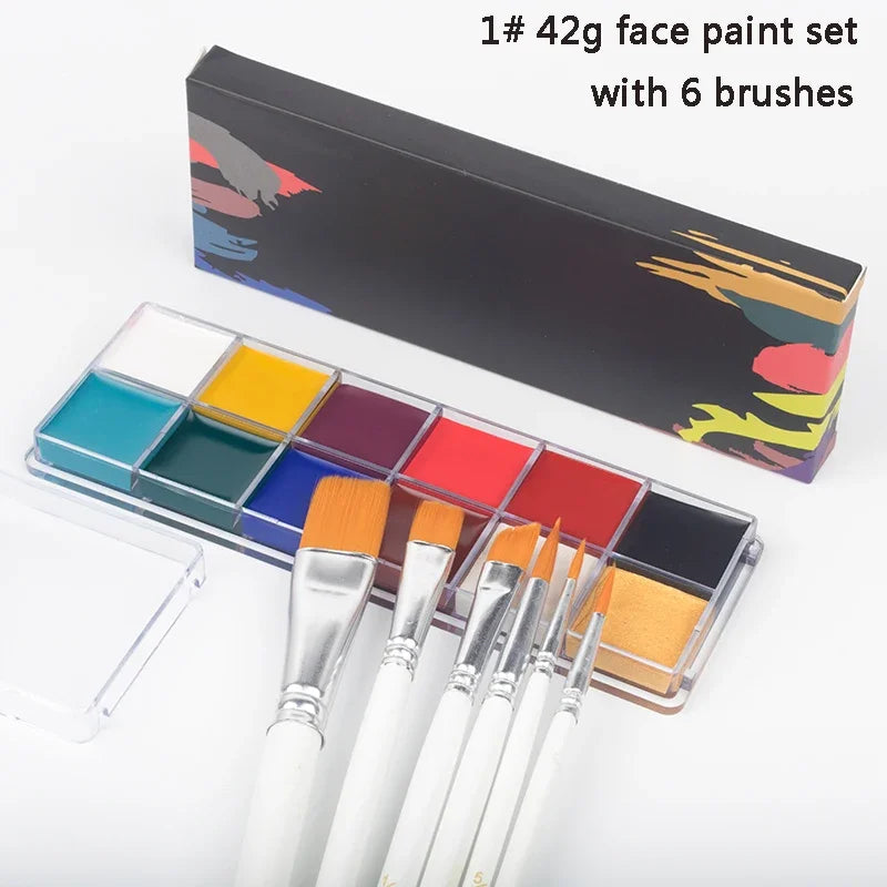 12 Colors Face Body Painting with 6/10 Brushes Halloween Party Professional Special Effects Makeup Kit