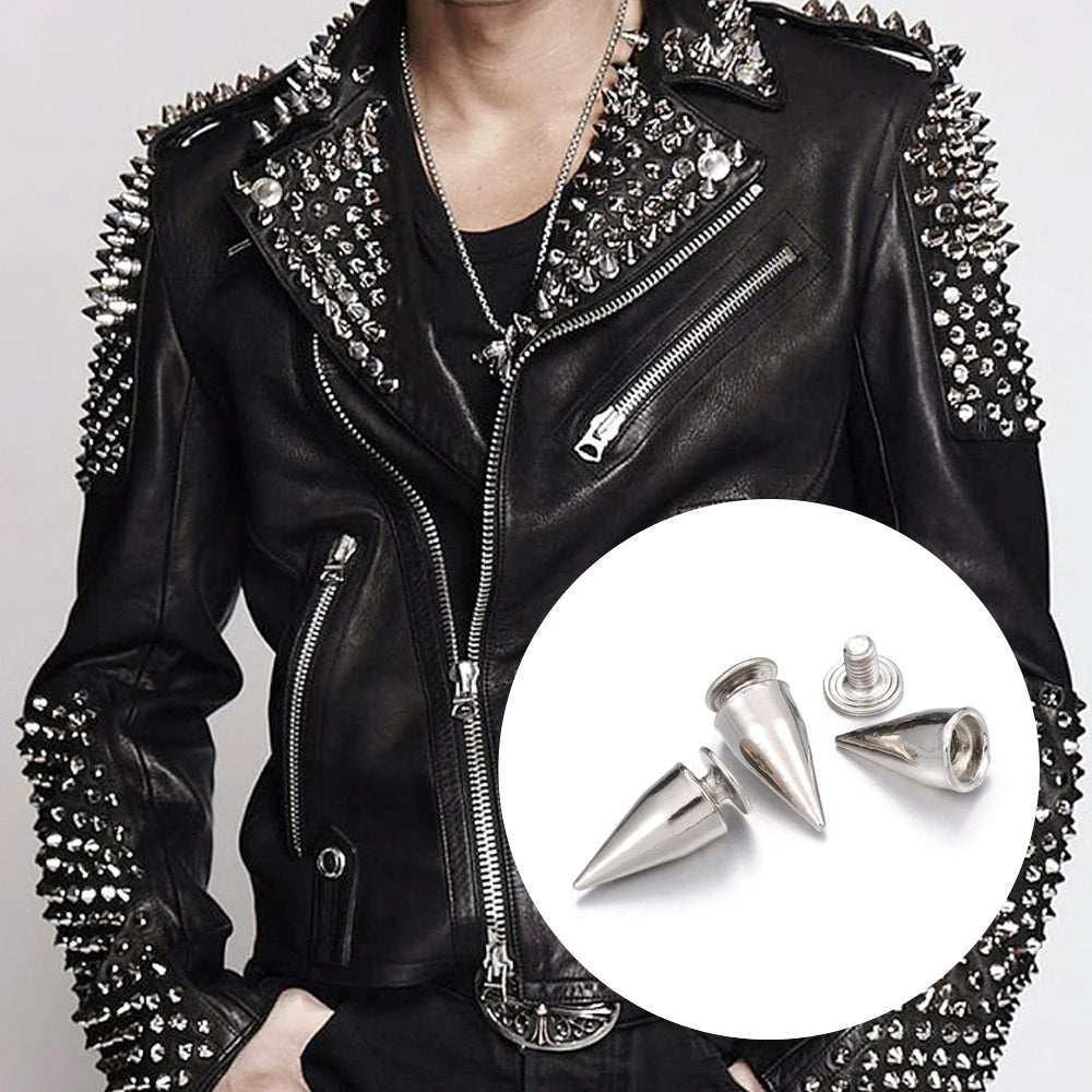 200/10Pcs Spiked Punk Rivets Multiple Sizes Screw Back Studs Punk Rock Bullet Rivets for Home DIY Sewing Clothing Leather Craft