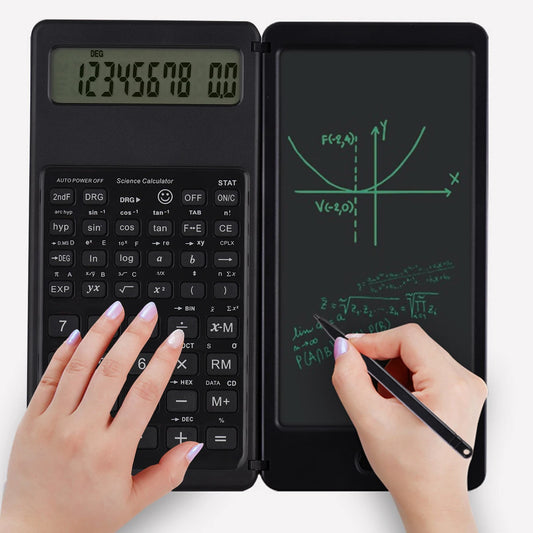 Foldable Scientific Calculator 10-Digit Digital Large Display with an Erasable Writing Tablet Digital Drawing Pad Math Calculato