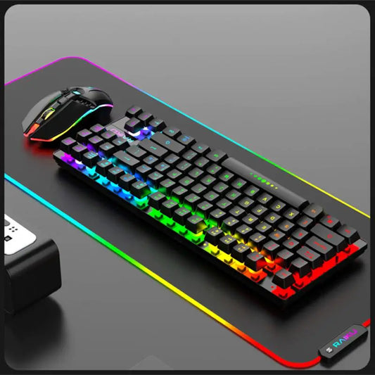 2.4G Wireless Gamer Keyboard And Mouse Set RGB Gaming Keyboard Backlight Gamer Kit 87 Key Charging Keyboard For Computer Pc