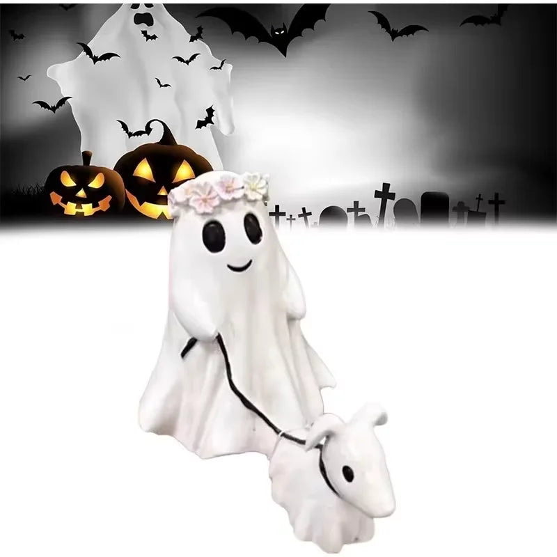 Ghost Walking Dog Statue Home Decor Creative Ornaments Halloween Ghost Dog Statue Resin Crafts Boys Girls Gifts Free Shipping