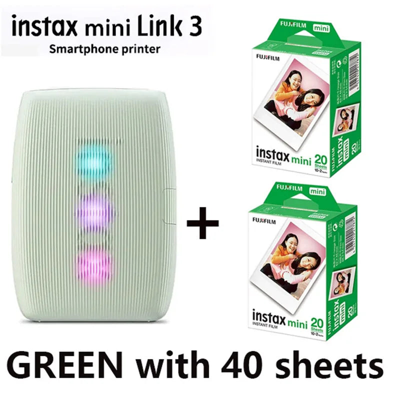 Original Fujifilm Instax Mini Link 2/Link 3 Printer Instax Photo Camera Printers ( 20 / 40 Sheet Instax Mini White Film )