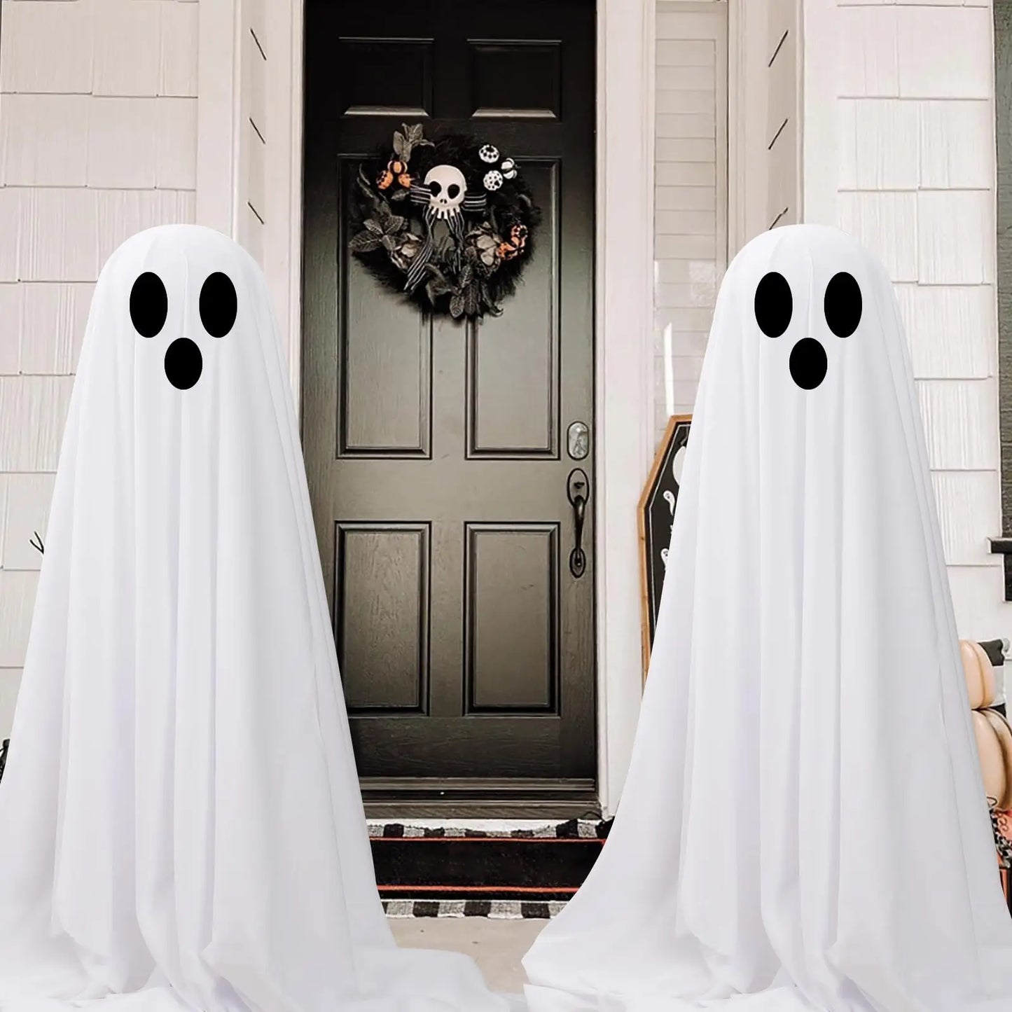 Halloween Decorations DIY 1PCS Large Lighted White Cloth Ghostswith 30 LED String Lights-Light Up Halloween Spooky Ghost Decor