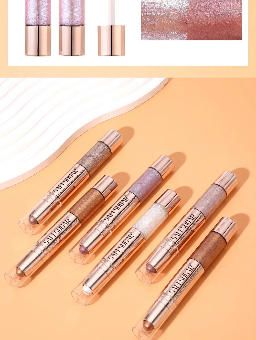 Double Head Liquid Eyeshadow Pearl Eye Shadow Contour Lying Silkworm Pen Sparking Waterproof Long Lasting Party Eye Makeup Tools