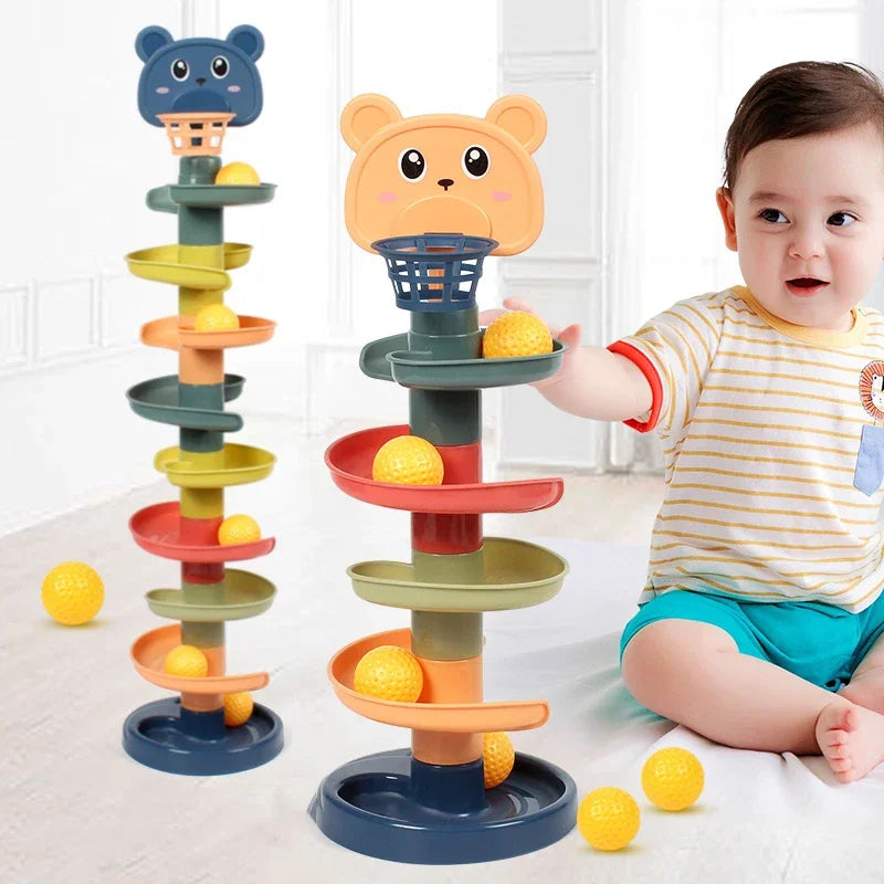 Baby Toy Montessori Rolling Ball Tower Montessori Educational Games For Babies Stacking Track Baby Education Toys Toddler Toys