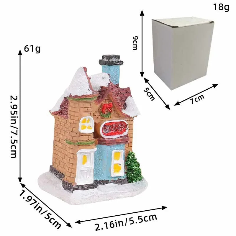 LED Resin Small Village House Christmas House Light Home Decoration Kids Xmas Gift New Year 2024 Bedroom Night Lamp with Battery