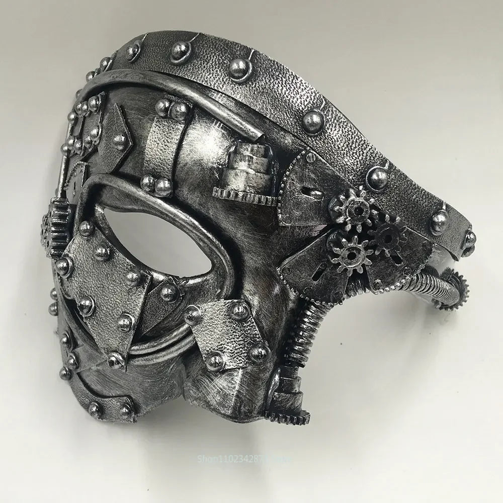 Halloween Mechanical Gear Steampunk Phantom Masquerade Cosplay Mask Half Face Costume Carnival Masquerade Party Dress Up Props