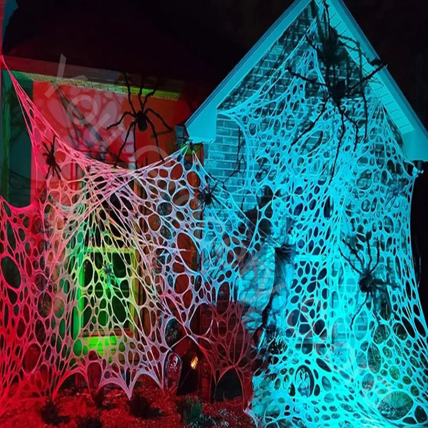 Glow Dark Spider Web Garden Spider Web Glowing Halloween Spider Web Set Diy Fabric for Outdoor Haunted House Decoration Reusable