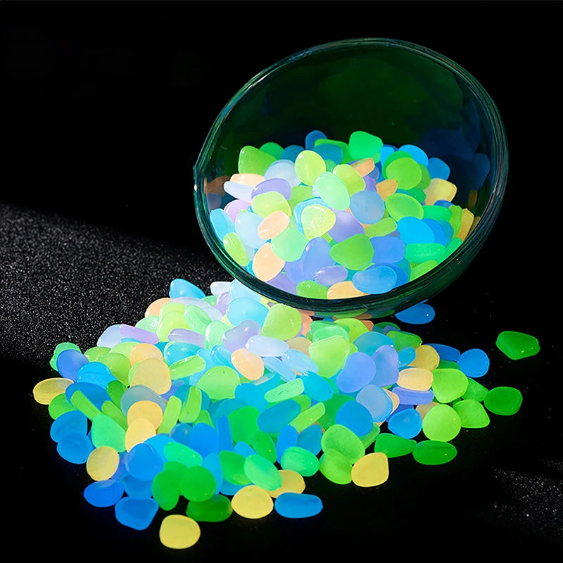 100pcs Garden Decor Luminous Stones Glow In The Dark Decorative Pebbles Outdoor Fish Tank Decoration Aquarium Accessories