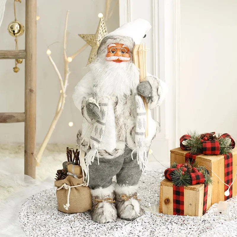 60cm Large Santa Claus Merry Christmas Decorations for Home Happy New Year 2023 Fabric Knitting Clothes Doll Window Decor
