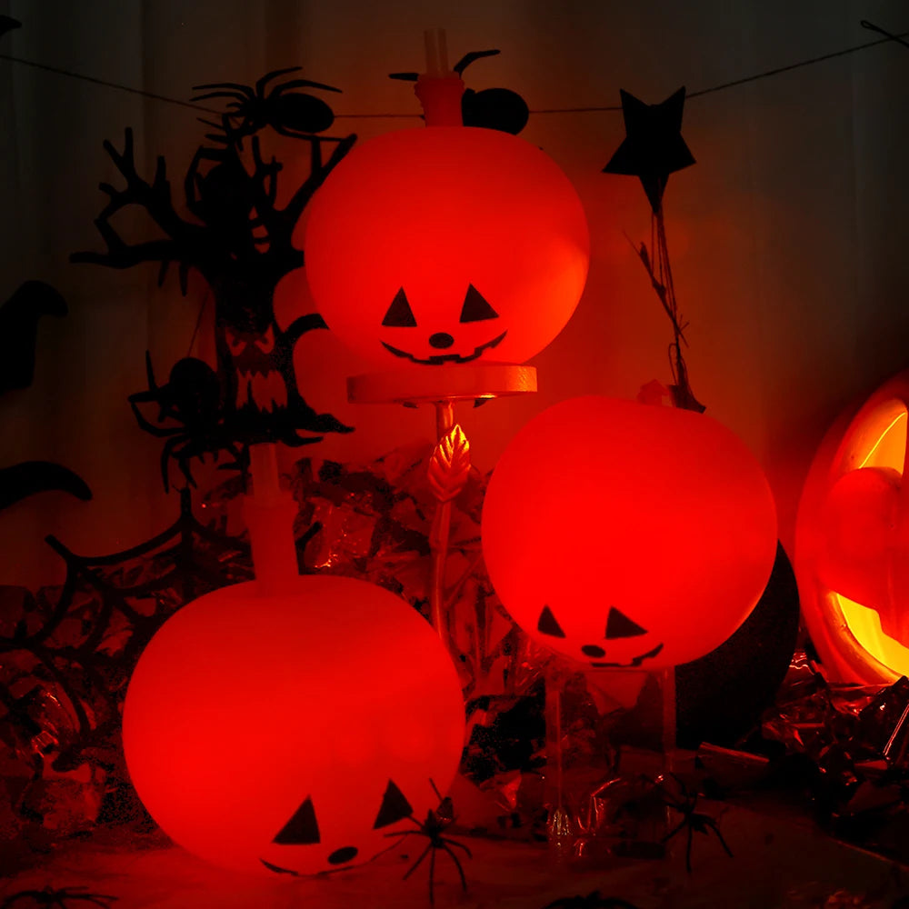 10 Inches Pumpkin Glow Balloon Halloween Decorations for Home Outdoor Halloween Pumpkin Party Decor Ball Lights Glow In Dark