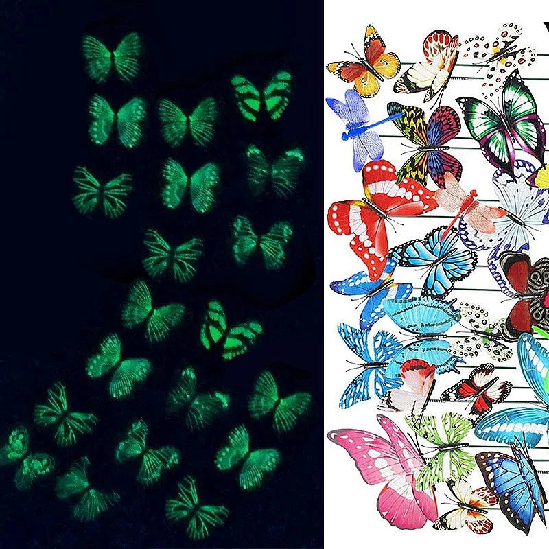 24/18/10/5pcs Luminous Butterflies Garden Stakes Decorative Yard Flower Pots Planter Simulation Butterfly Outdoor Decoration