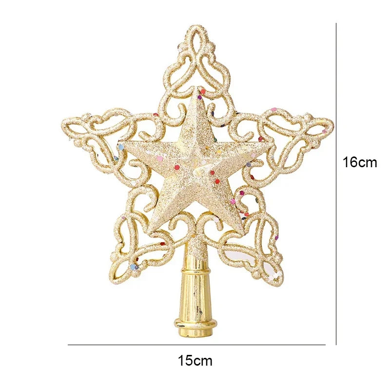 Christmas Tree Toppers Star Xmas Tree Decor Ornaments Gold Silver Star Christmas Decorations For Home Xmas 2023 Navidad New Year