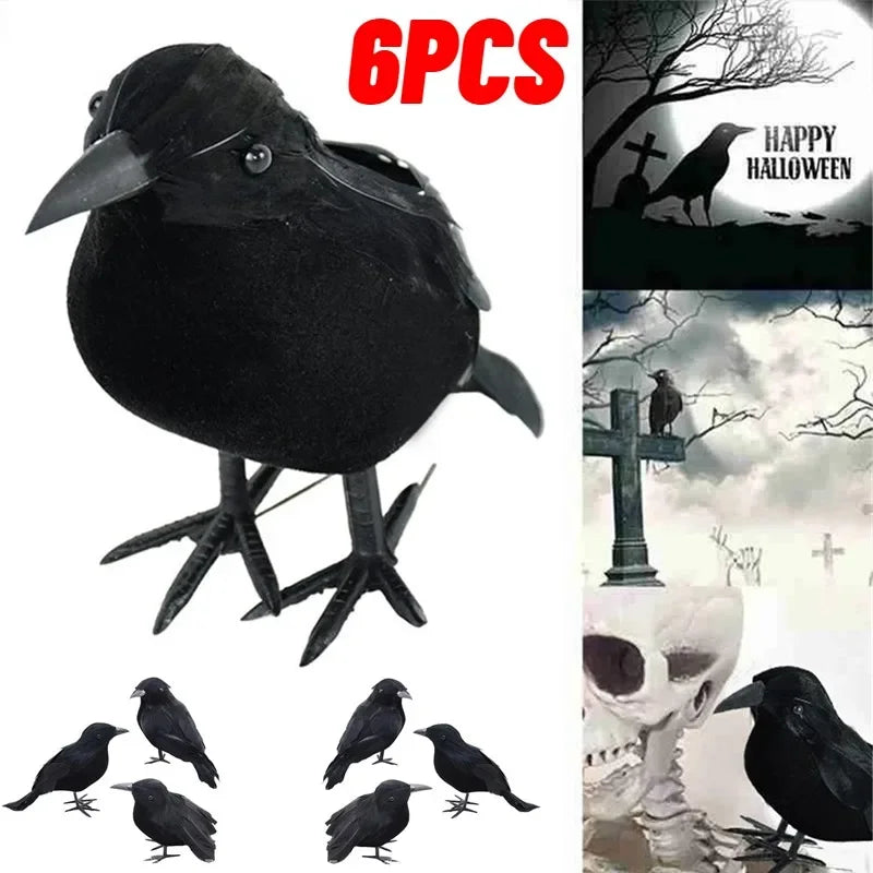 6/1Pcs Halloween Decoracion Simulation Black Crow Raven Bird Repellent Pest Control Pigeon Repellent Garden Outdoor Decoration