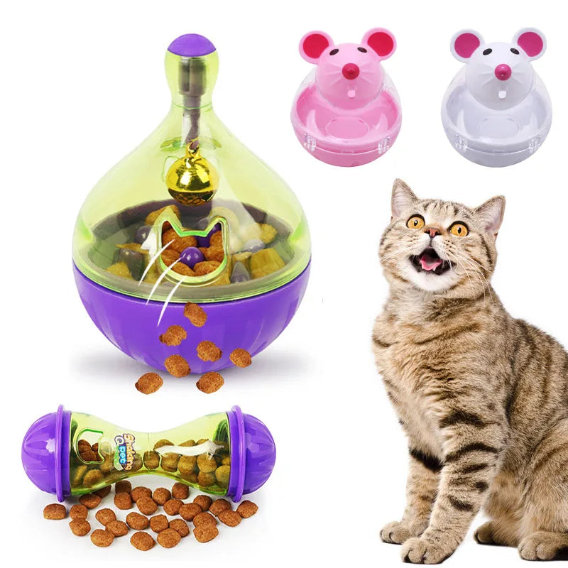 Cat Food Leakage Toys Interactive Food Funnel Plastic Cat Food Dispenser Mouse Ball Shape Tumbler Puzzle Training  Pet Supplies