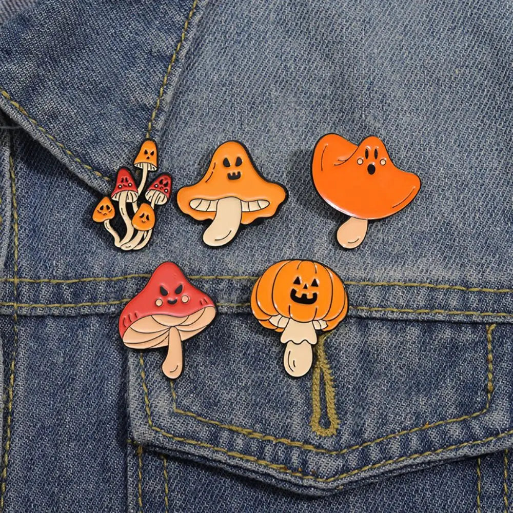 Halloween Cute Mushrooms Enamel Pins Custom The Evil Pumpkin Ghost Brooches Lapel Badges Punk Funny Jewelry Gift For Kids Friend