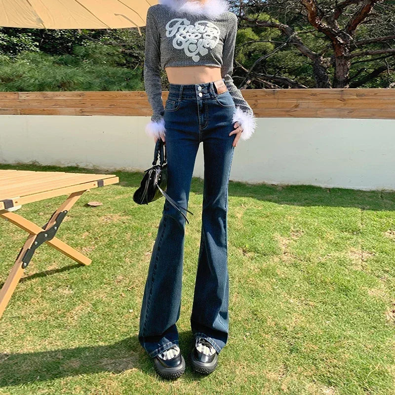 ZOENOVA Y2K 2023 Beautiful Bell Bottoms Xshape Women Full Length Jeans Wide Leg Pants Spring Vintage Style Flare Length Trousers