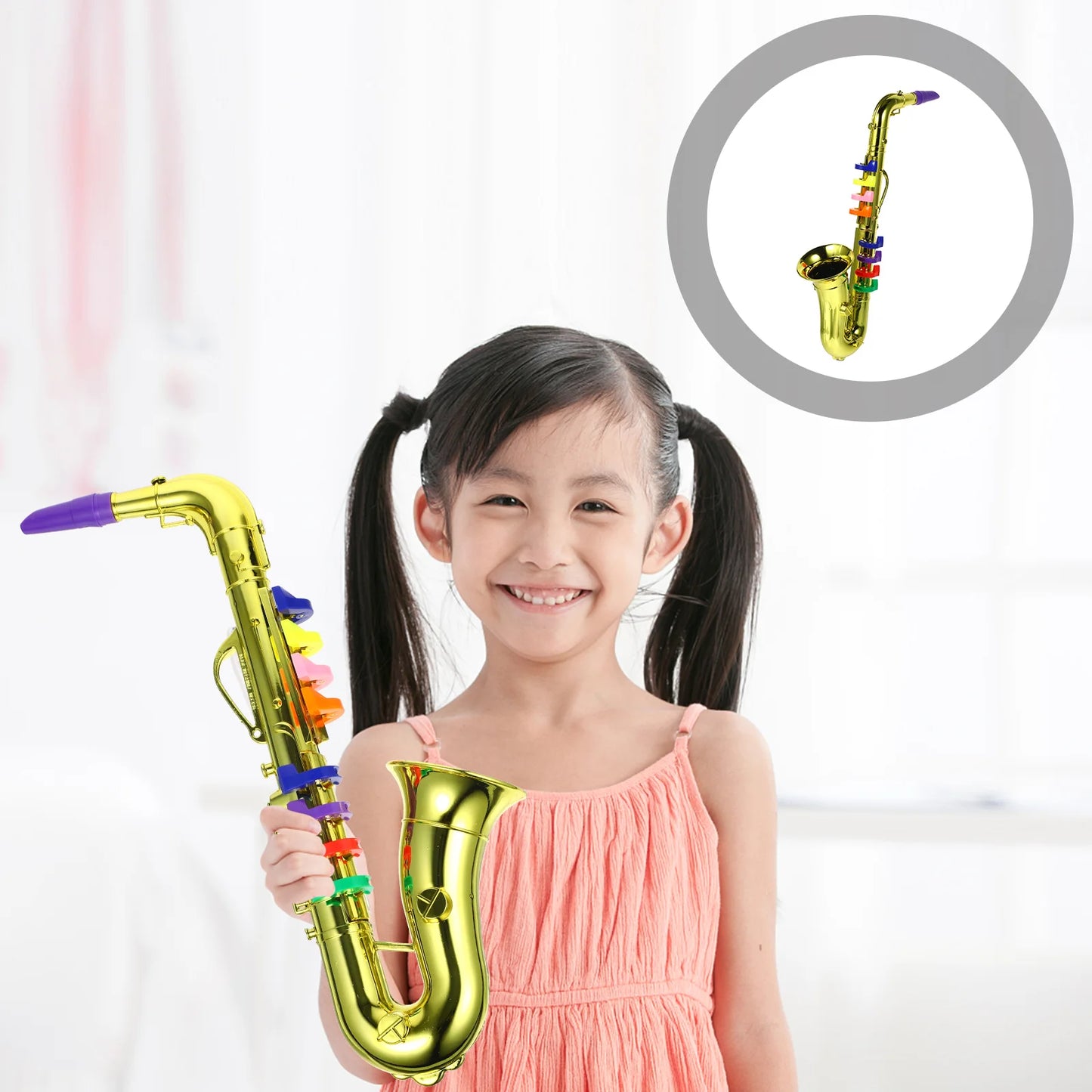 Metallic Flutes Children Saxophone Toy Toddler Toys Copper Pipe Golden 8 Rhythms Trumpet